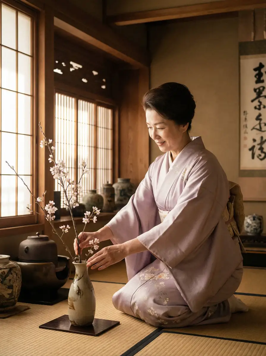 一位优雅的 51短视频 - 每日更新合集，发现更多精彩片段 在和室中插花